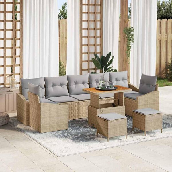 Maison Exclusive - Záhradný nábytok s vankúmi 10 ks Béový Poly-rattan