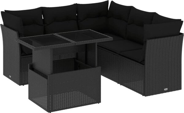 Maison Exclusive - 6-dielna záhradná súprava pohoviek s vankúšmi čierna polyratan