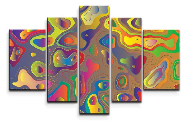 Sablio Obraz - 5-dílný Farebné škvrny - 125x90 cm