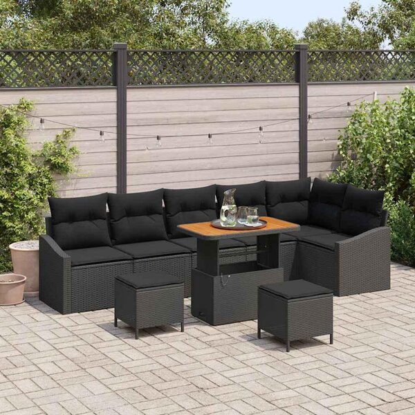 Maison Exclusive - Záhradný nábytok s vankúmi 9 ks ierny Poly-rattan