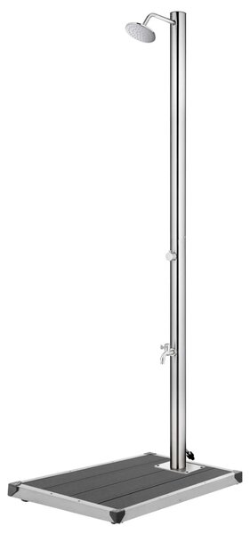 Maison Exclusive – Záhradná sprcha so sivou podlahovou doskou 220 cm z nehrdzavejúcej ocele