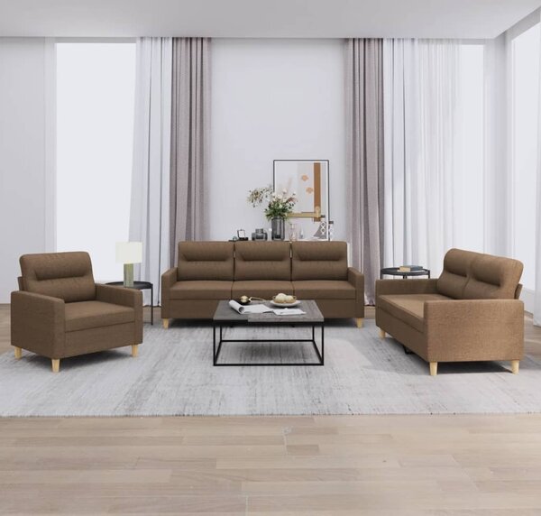 Maison Exclusive – 3-dielna sedacia súprava s vankúmi, hnedá látka