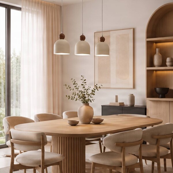 Milagro Lighting Závesné svietidlo Timon, taupe/béžová, dĺžka 60 cm, kov, 3-pl., Hnedá / hrdzavá, Obývacia izba / jedáleň, kov, Moderný, Závesné svietidlo