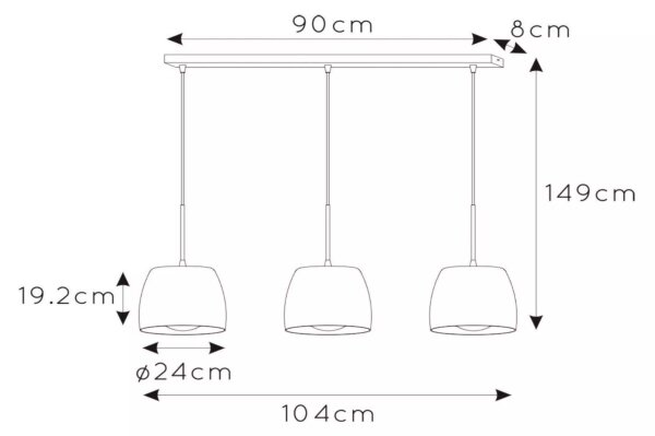 Lucide 30488/03/30 - Luster na lanku NOLAN 3xE27/40W/230V čierna