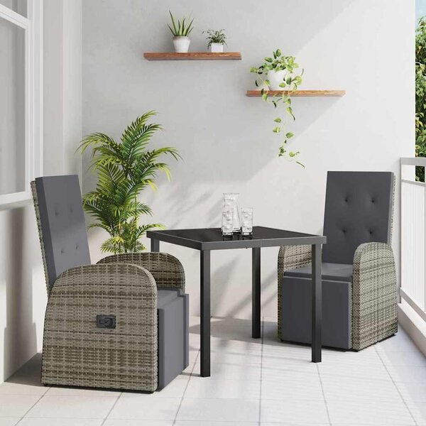 Maison Exclusive – Záhradná jedálenská súprava, 3 kusy, sivý polyratan