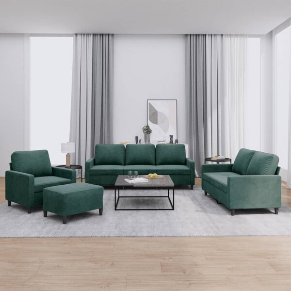 Maison Exclusive – 4-dielna sedacia súprava s vankúšmi, tmavozelený zamat