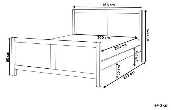 Posteľ biela kaučukové drevo 160 x 200 cm rám postele s čelom lamelový rošt minimalistický rustikálny štýl