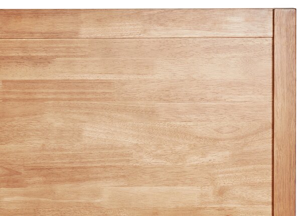 Posteľ svetlohnedá kaučukové drevo 180 x 200 cm rám postele s čelom lamelový rošt minimalistický rustikálny štýl