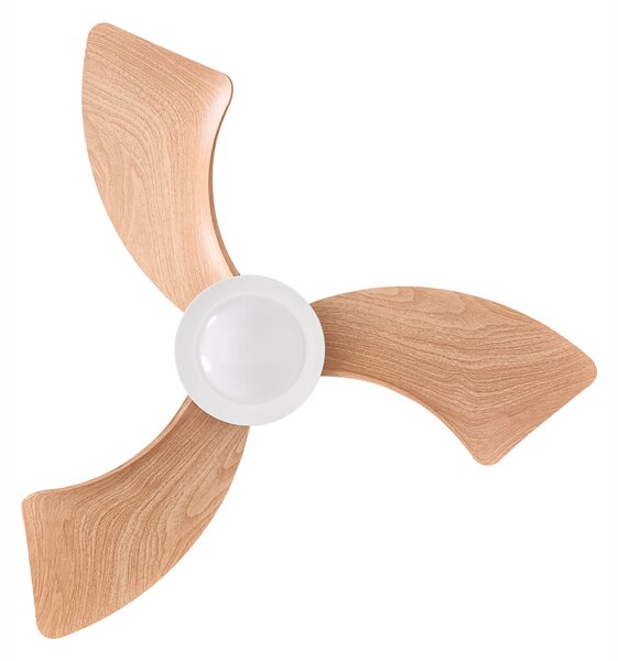 Stropný ventilátor s LED biela železná základňa plastové lopatky s efektom dreva časovač 3 teplotné režimy diaľkové ovládanie
