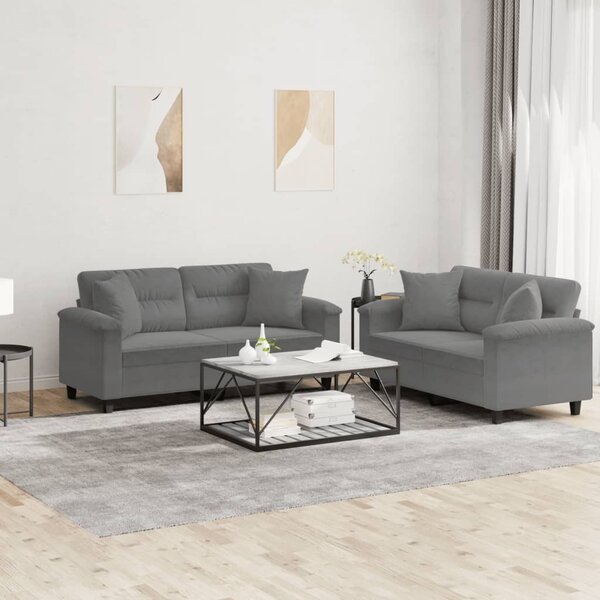 Maison Exclusive – 2-dielna sedacia súprava s vankúšmi, tmavošedá mikrovlákna