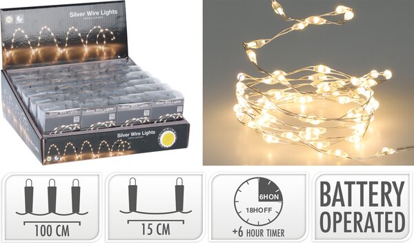 Mondex Svetelná LED reťaz s časovačom Fuller II 100 cm teplá biela