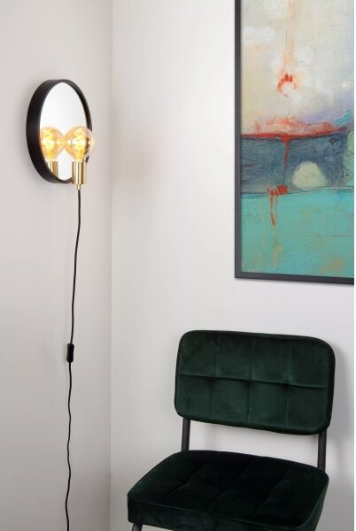 Lucide 36213/31/30 - Nástenné svietidlo so zrkadlom REFLEX 1xE27/25W/230V čierna