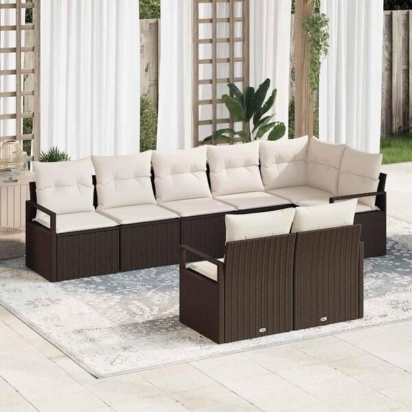 Maison Exclusive – Sedacia súprava, 8 kusov, hnedá [syntetický materiál]: polyratan