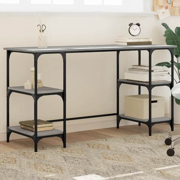 Maison Exclusive - písací stôl sivý Sonoma 140x50x75 cm kov drevený materiál
