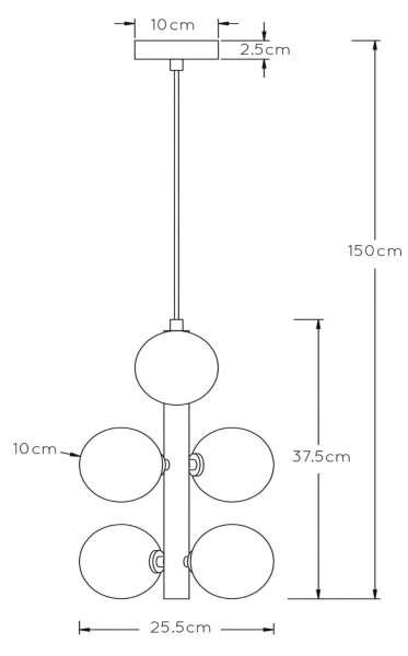 Lucide 45474/06/30 - Luster na lanku TYCHO 6xG9/28W/230V čierna