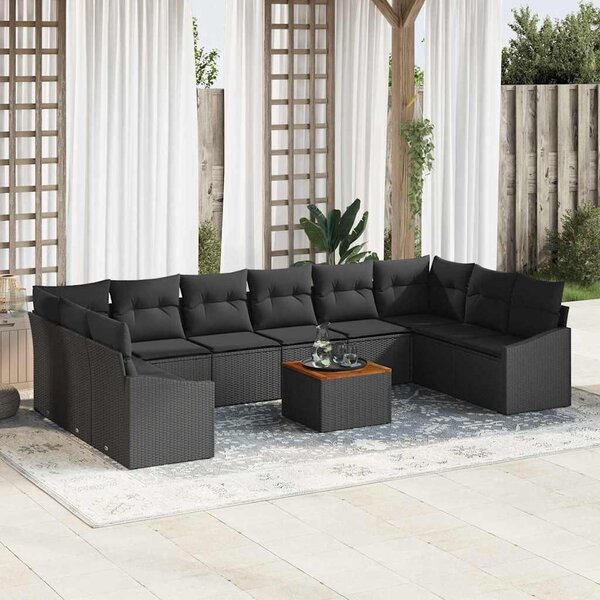 Maison Exclusive - Záhradný nábytok s úloným priestorom 11 ks ierny Poly-rattan