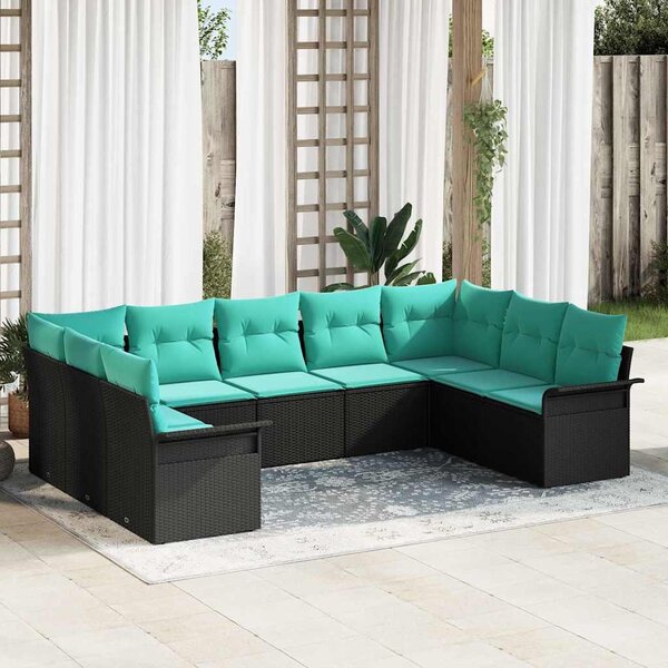 Maison Exclusive - Záhradný nábytok s vankúmi 9 ks ierny Poly-rattan