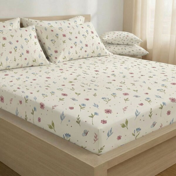 Kvalitex Bavlnené napínacie prestieradlo Letná lúka 80x200cm