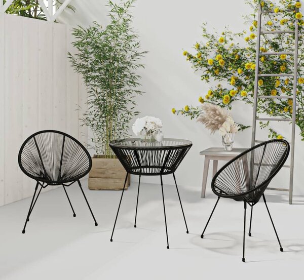Maison Exclusive – 3-dielna záhradná jedálenská súprava, ierna
