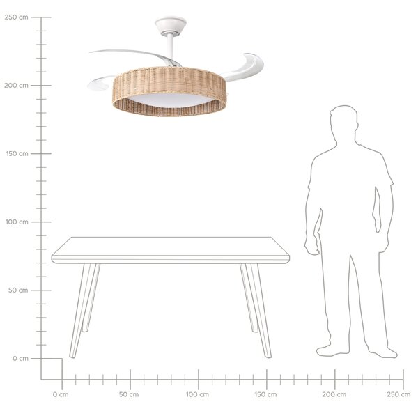 LED stropný ventilátor biela železná základňa plastové lopatky časovač 3 teplotné režimy s diaľkovým ovládaním