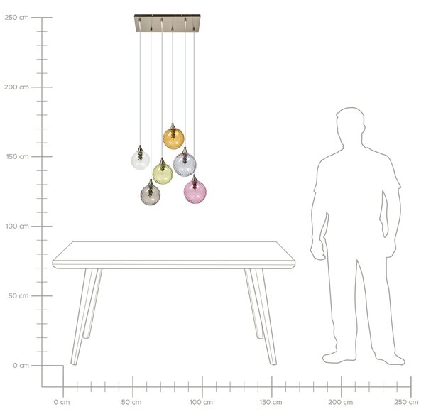 Závesné svietidlo so 6 svetlami viacfarebné sklenené tienidlá retro štýl osvetlenie do obývačky a spálne