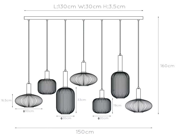 Lucide 45386/07/62 - Luster na lanku MALOTO 7xE27/40W/230V