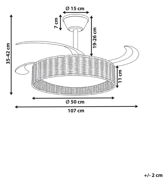 LED stropný ventilátor biela železná základňa plastové lopatky časovač 3 teplotné režimy s diaľkovým ovládaním