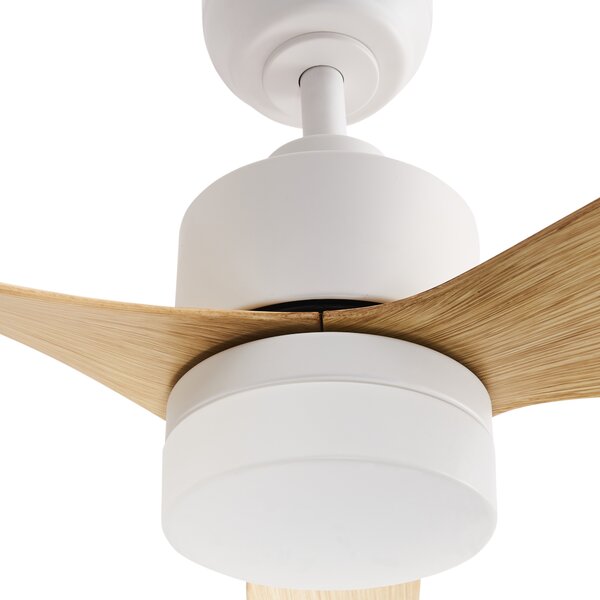 Stropný ventilátor so svetlom svetlohnedý železo syntetický materiál drevené lopatky s diaľkovým ovládaním 5 rýchlostí škandinávsky štýl