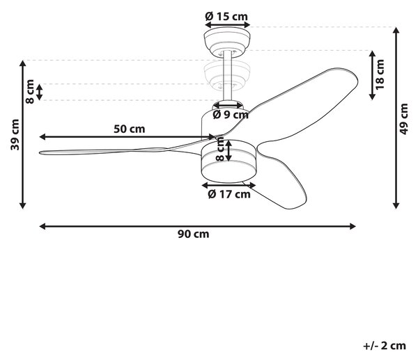 Stropný ventilátor so svetlom svetlohnedý železo syntetický materiál drevené lopatky s diaľkovým ovládaním 5 rýchlostí škandinávsky štýl