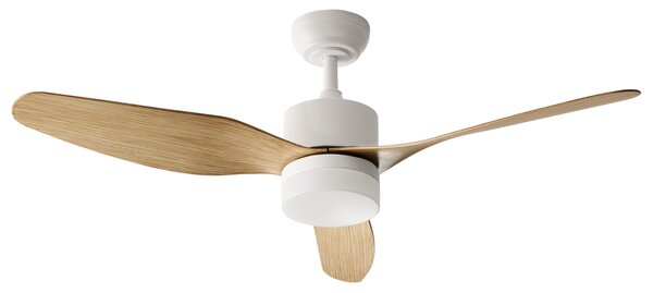 Stropný ventilátor so svetlom svetlohnedý železo syntetický materiál drevené lopatky s diaľkovým ovládaním 5 rýchlostí škandinávsky štýl
