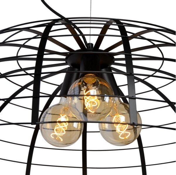 Lucide 45449/76/30 - Luster na lanku ELODIE 3xE27/40W/230V čierna