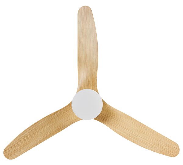 Stropný ventilátor so svetlom svetlohnedý železo syntetický materiál drevené lopatky s diaľkovým ovládaním 5 rýchlostí škandinávsky štýl