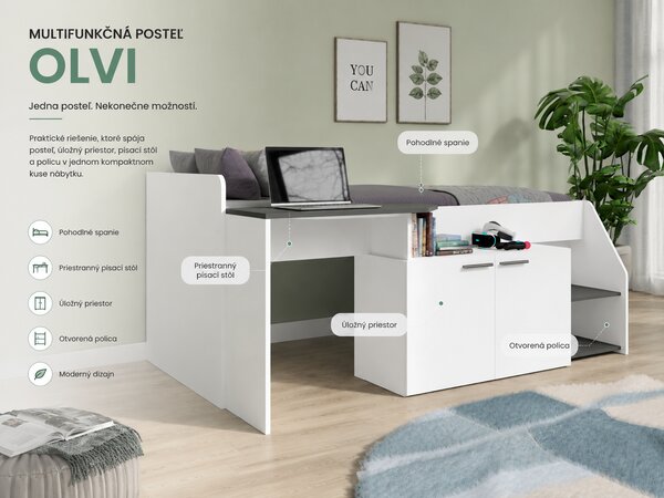 MULTIFUNKČNÁ POSTEĽ OLVI 3V1 BIELA