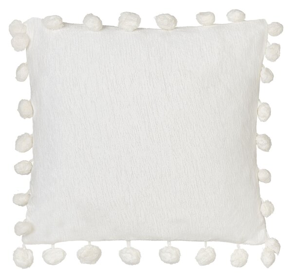 Sada 2 dekoratívnych vankúšov biela polyester 45 x 45 cm bez vzoru s brmbolcami ručne vyrobené moderný štýl doplnky