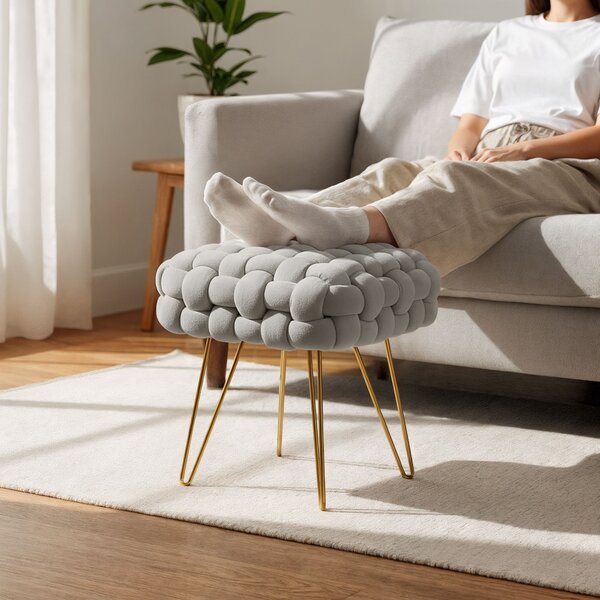 Ak furniture Taburet Dotty svetlosivý