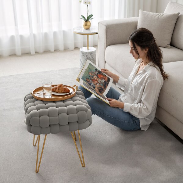 Ak furniture Taburet Dotty svetlosivý