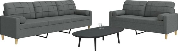 Maison Exclusive – 2-dielna sedacia súprava s dekoratívnymi vankúšmi, tmavosivá látka