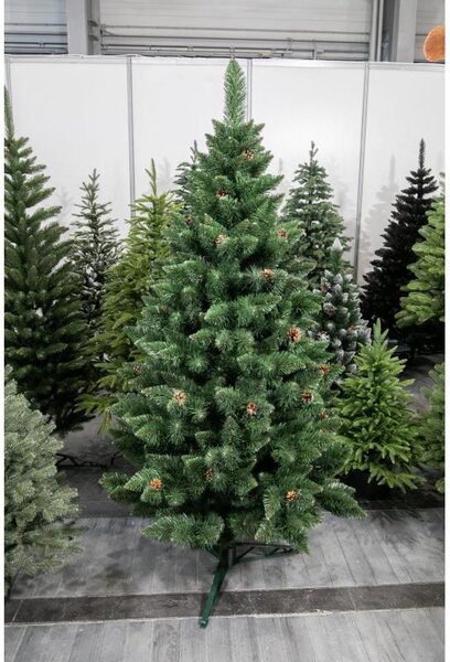 Umelý 3D vianočný stromček BOROVICA smaragdová 160cm so šiškami