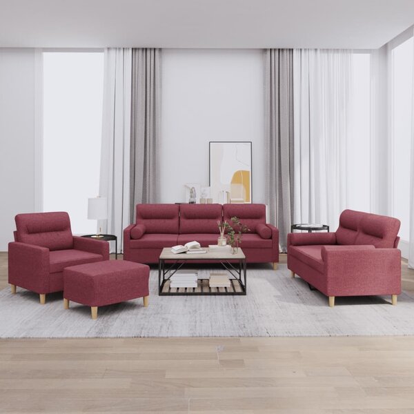Maison Exclusive – 4-dielna sedacia súprava s vankúmi, vínovoervená látka