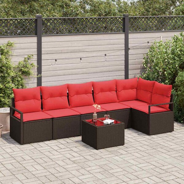 Maison Exclusive - Sedacia súprava 7 ks Braun Poly-Rattan