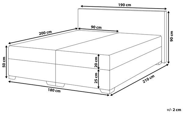 Kontinentálna posteľ biela umelá koža 180 x 200 cm vreckový pružinový matrac s čelom moderný štýl spálňa