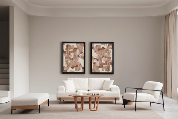 Hanah Home Trojmiestna pohovka Eti 220 cm biela/dub prírodný