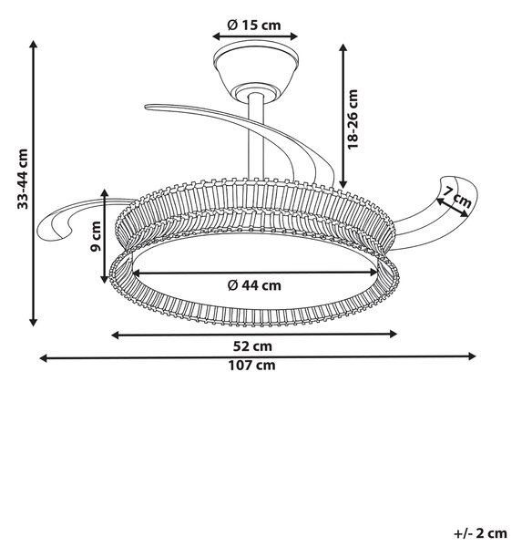 LED stropný ventilátor biela železná základňa plastové lopatky nastavenie jasu časovač 3 teplotné režimy diaľkové ovládanie boho štýl