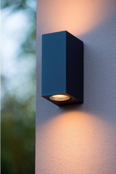 Lucide 69800/02/30 - Vonkajšie nástenné svietidlo ZARO 2xGU10/35W/230V IP44 čierna