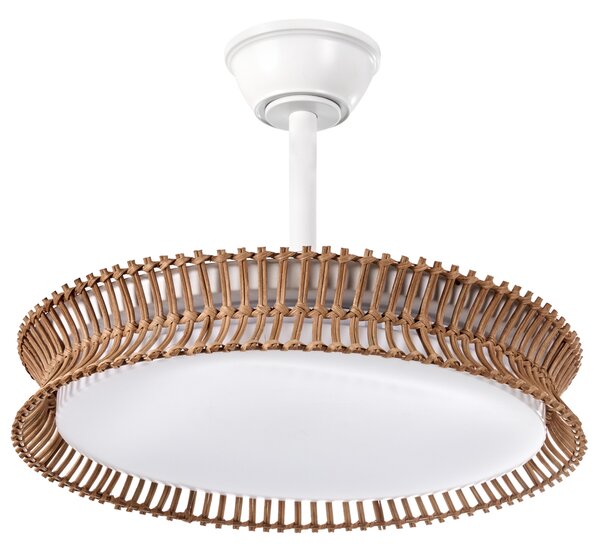 LED stropný ventilátor biela železná základňa plastové lopatky nastavenie jasu časovač 3 teplotné režimy diaľkové ovládanie boho štýl