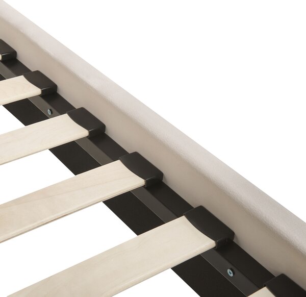 Posteľ svetlobéžová zamatové čalúnenie 180 x 200 cm rám s čelom lamelový rošt tradičný moderný štýl spálňa
