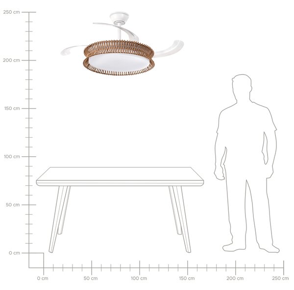 LED stropný ventilátor biela železná základňa plastové lopatky nastavenie jasu časovač 3 teplotné režimy diaľkové ovládanie boho štýl