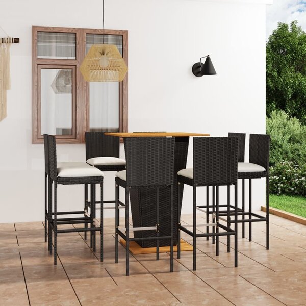 Maison Exclusive – 9-dielna súprava záhradného nábytku do vonkajších priestorov, vrátane vankúšov, z polyratanu, farba: čierna