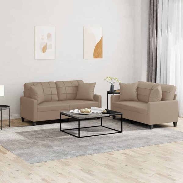 Maison Exclusive – 2-dielna sedacia súprava s vankúmi v odtieni cappuccino-hnedá, z umelej koe