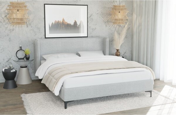 Sivá čalúnená dvojlôžková posteľ s roštom 180x200 cm Basti – Ropez